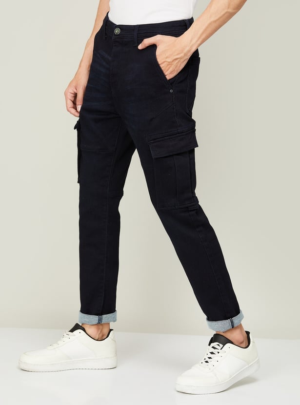 Men Solid Cargo Fit Jeans – Buzz Shop