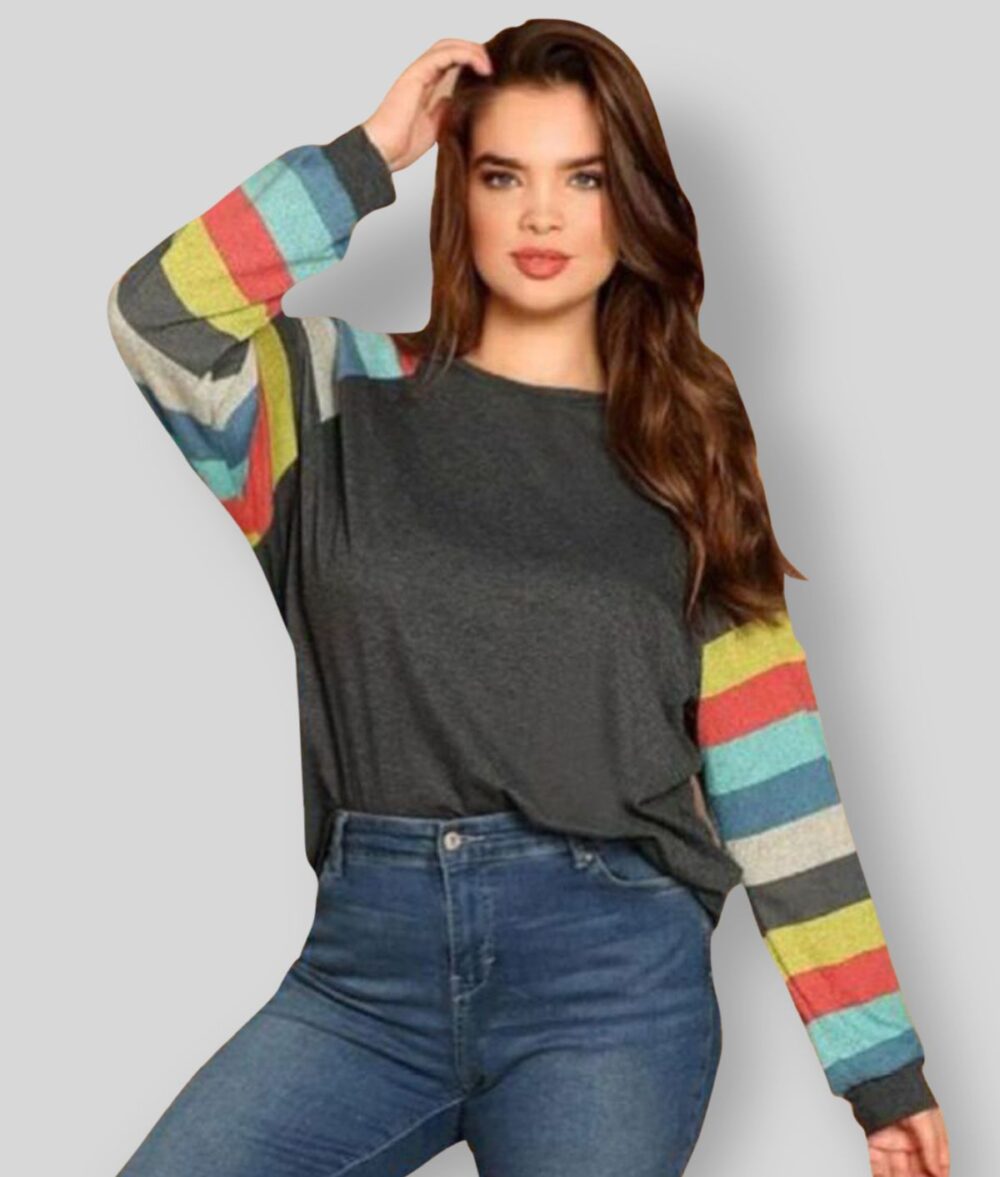 Multicolor Cotton Horizontal Striped Regular Fit Women's T-Shirt