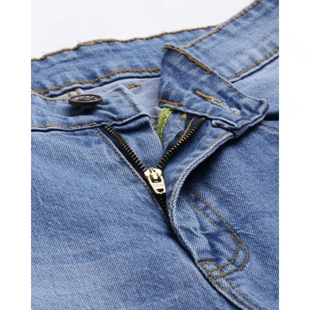 Blue Cotton Slim Fit Mildly Distressed Denim Cotton Jeans For Men ...