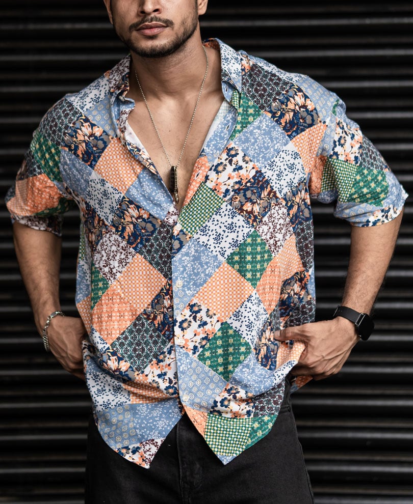 Multi Color Floral Print Oversize Drop Shoulder Shirt For Men – Buzz Shop