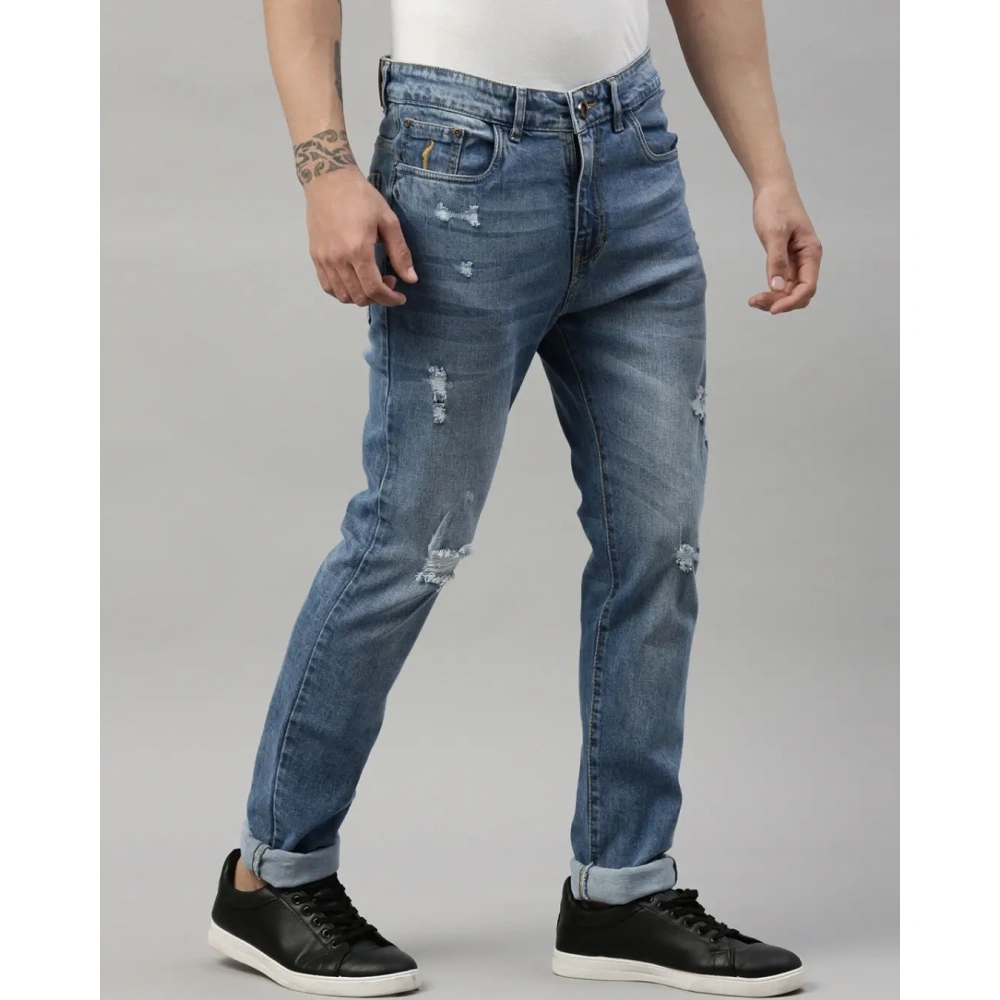 Blue Slim Fit Mid-Rise Jeans For Men – Buzz Shop