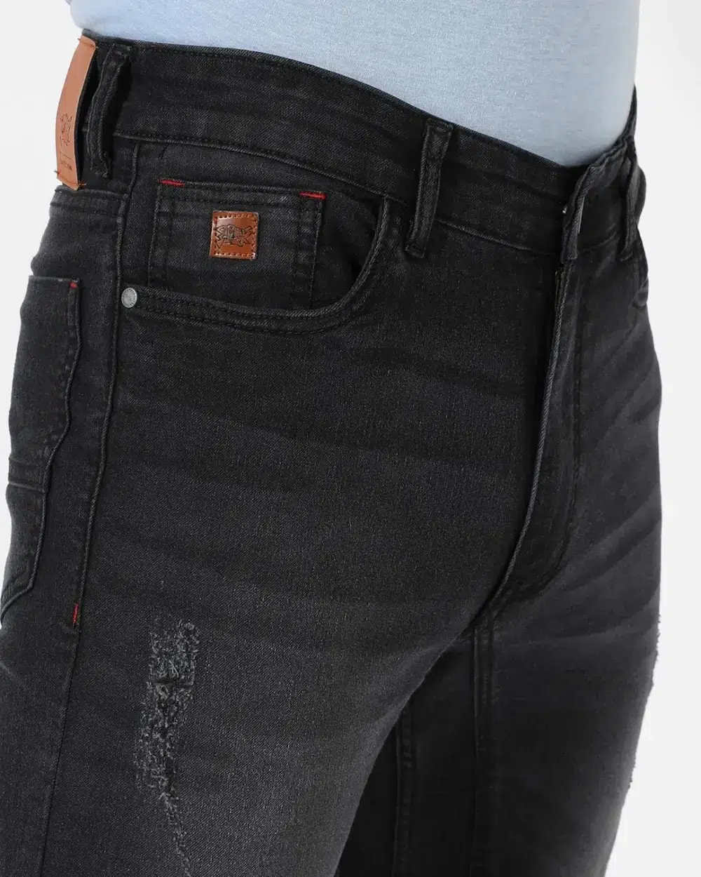 Black Washed Jeans For Men - Image 4