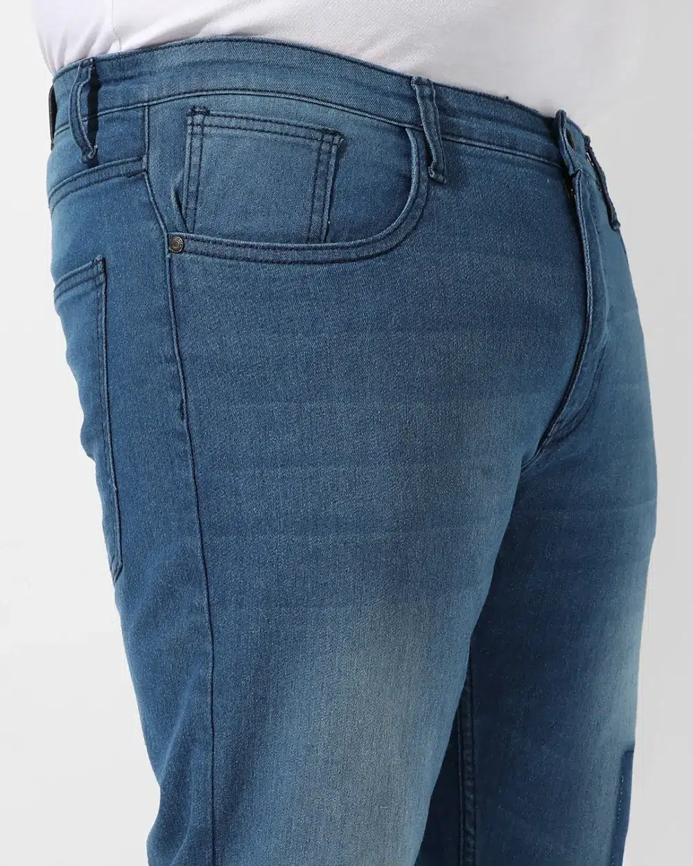 Blue Washed Plus Size Jeans For Men - Image 3