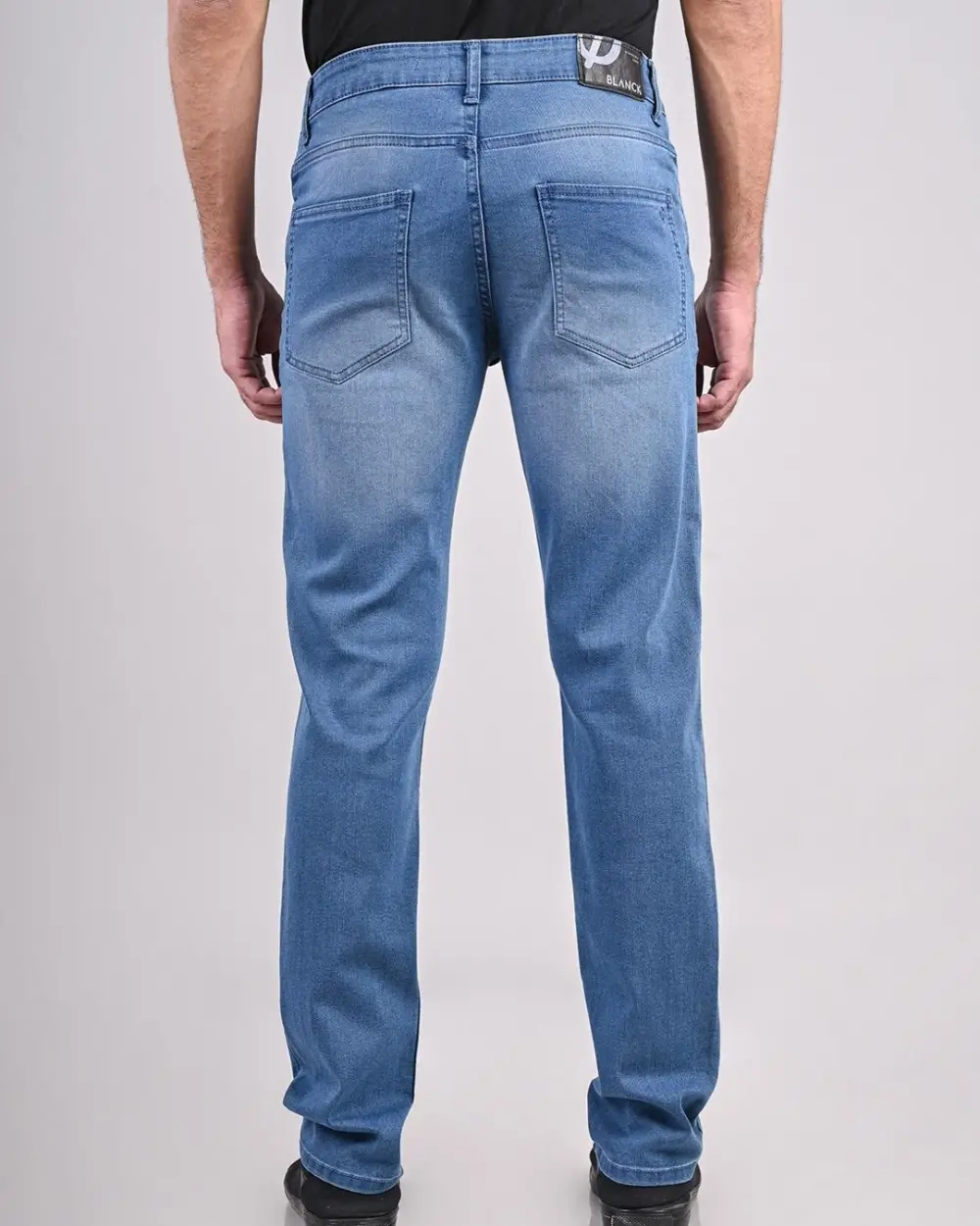 Blue Washed Slim Fit Cotton Denim Jeans For Men - Image 2