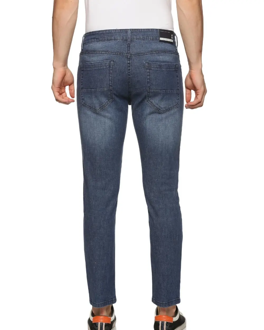 Blue Washed Slim Fit Denim Jeans For Men - Image 3