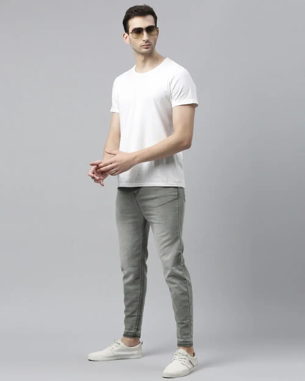 Grey Slim Fit Mid-Rise Jeans For Men – Buzz Shop