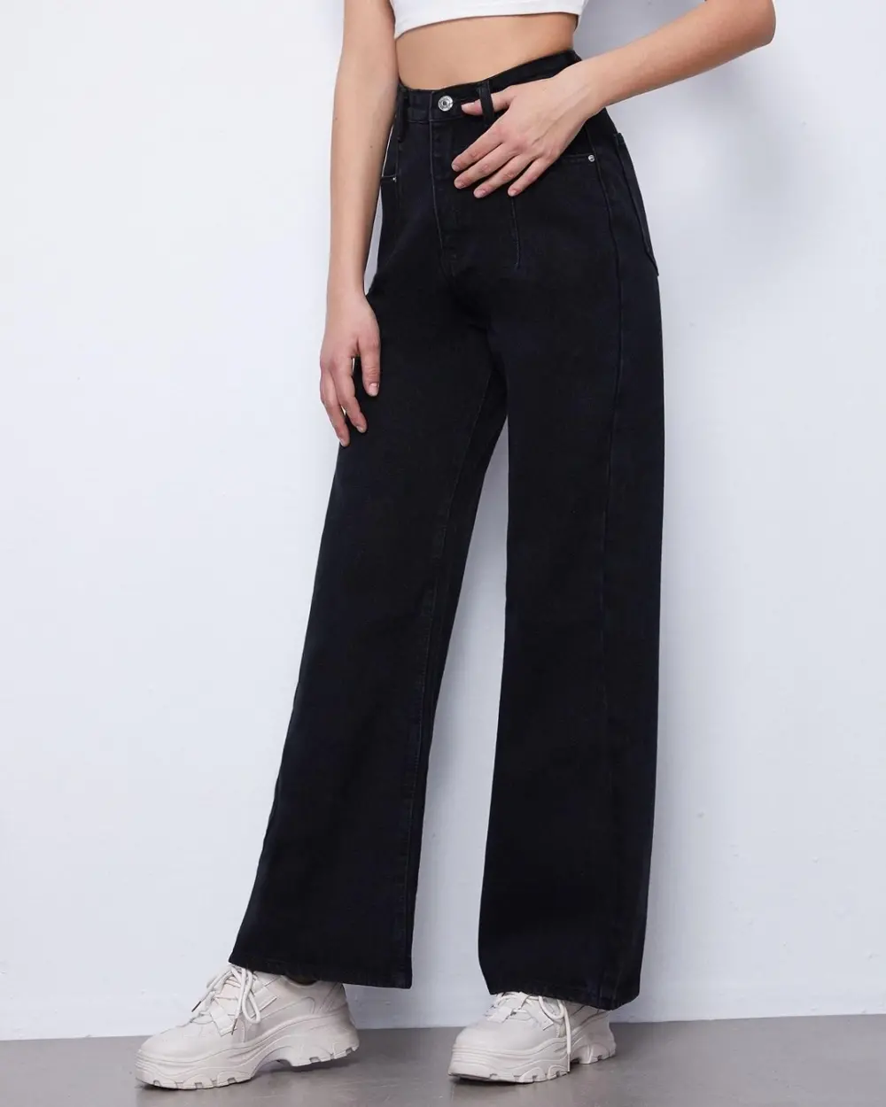 Black Flared Wide Leg Fit Jeans For Women – Buzz Shop