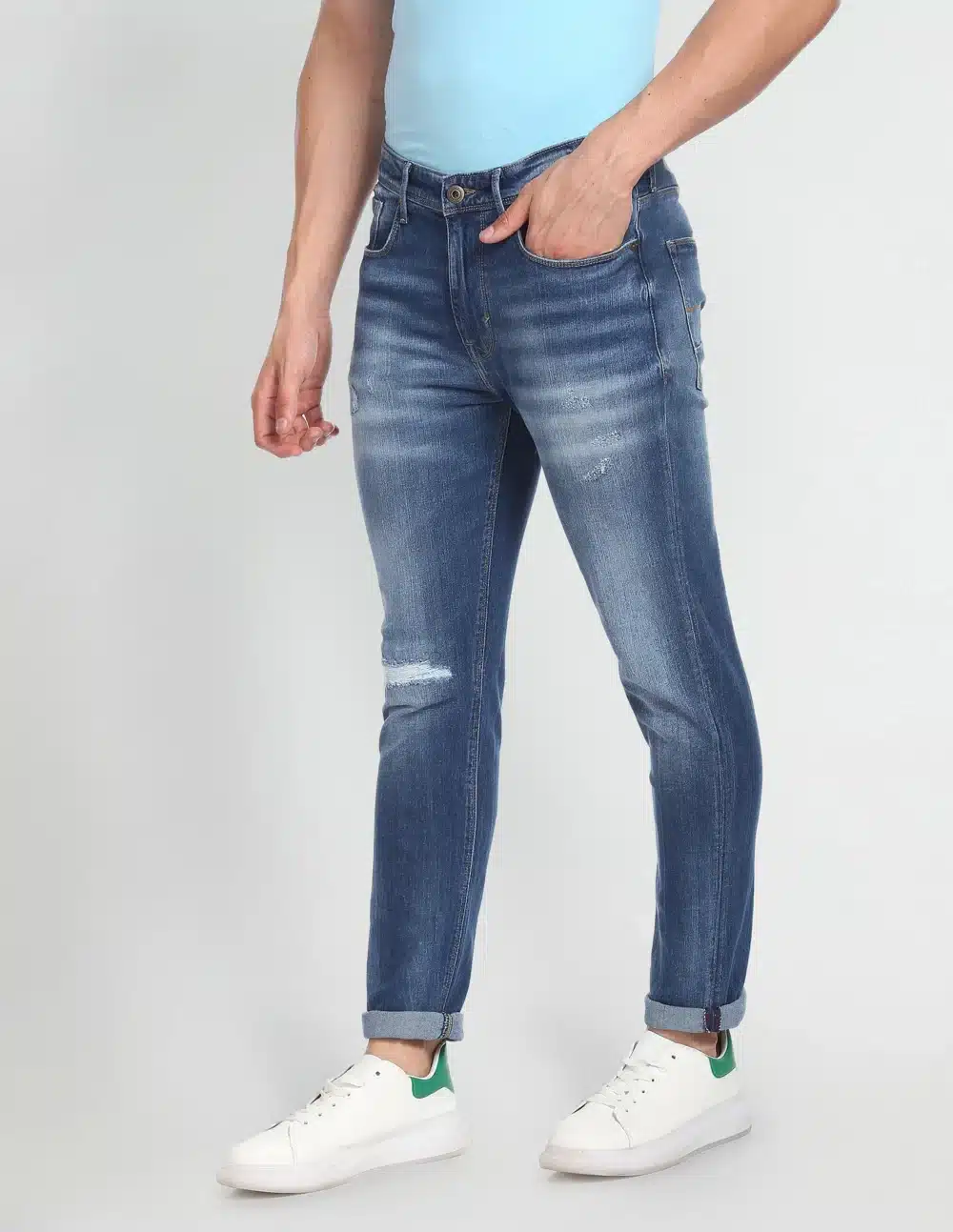 Mid Rise Stone Wash Distressed Jeans - Image 2