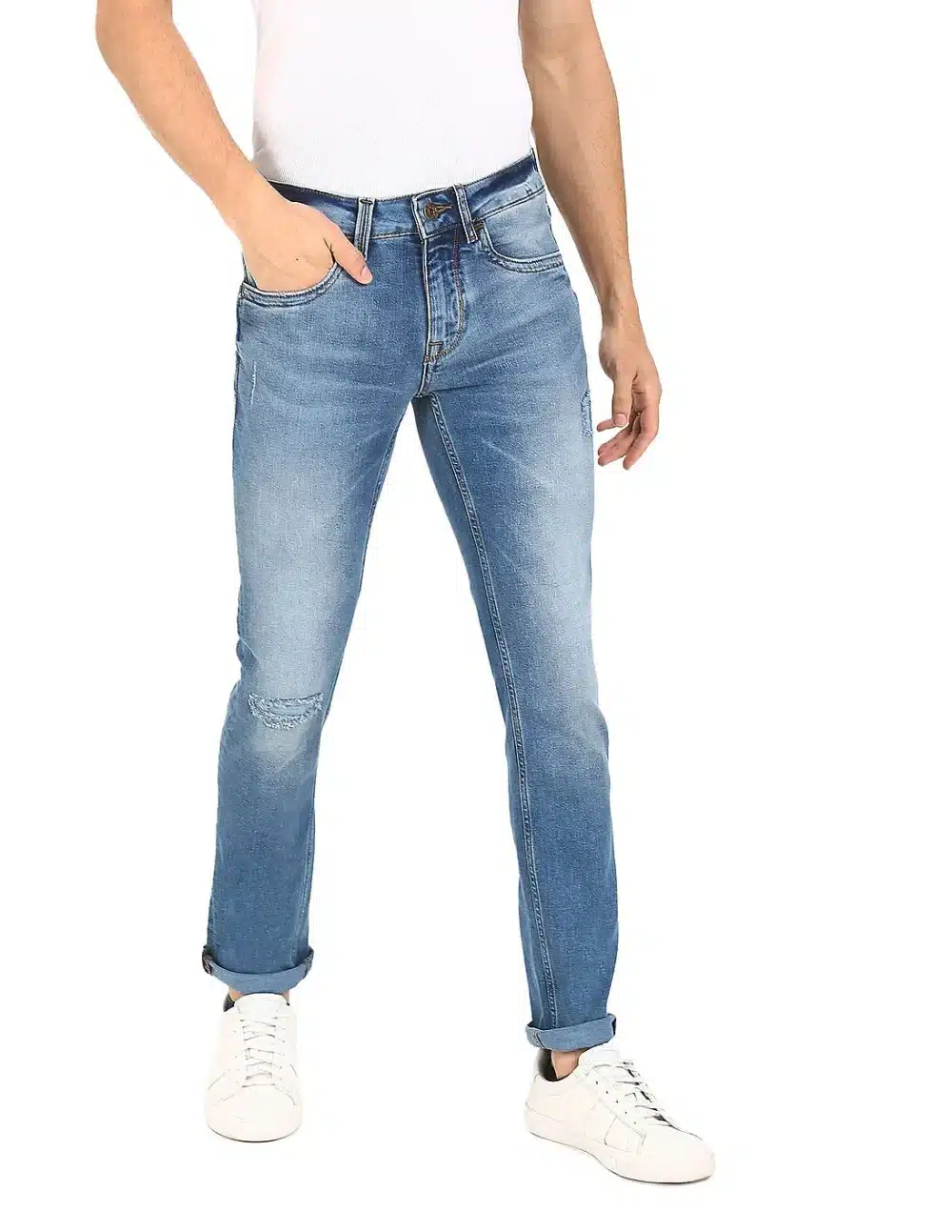 Men Blue Skinny Fit Distressed Jeans