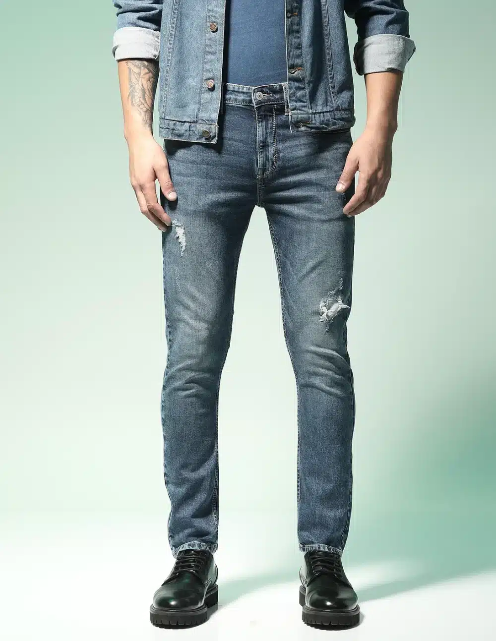 Men's Slim Tapered Distressed Jeans - Image 2