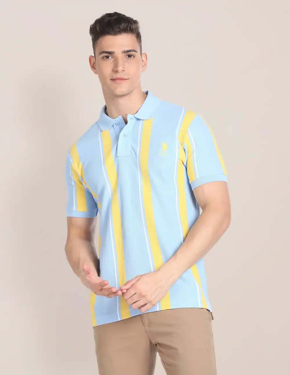 Slim Fit Vertical Stripe Polo Shirt For Men's