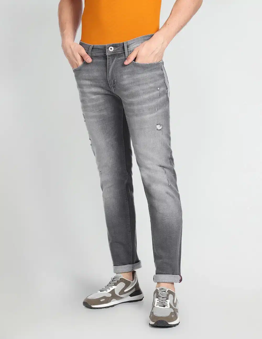 Slim Straight Fit Lightly Distressed Jeans - Image 2