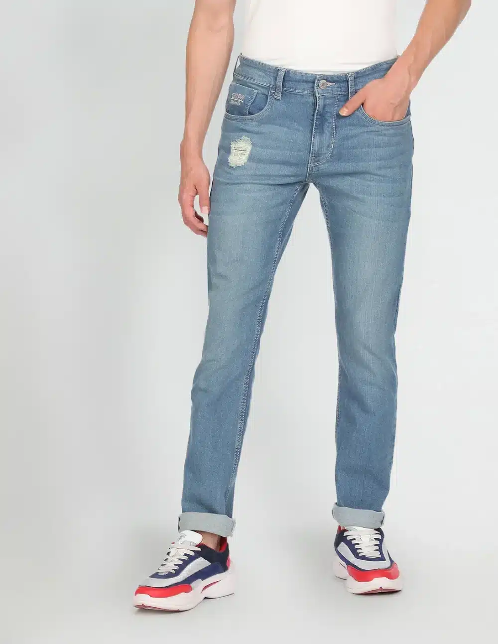 Slim Tapered Fit Whiskered Jeans - Image 2