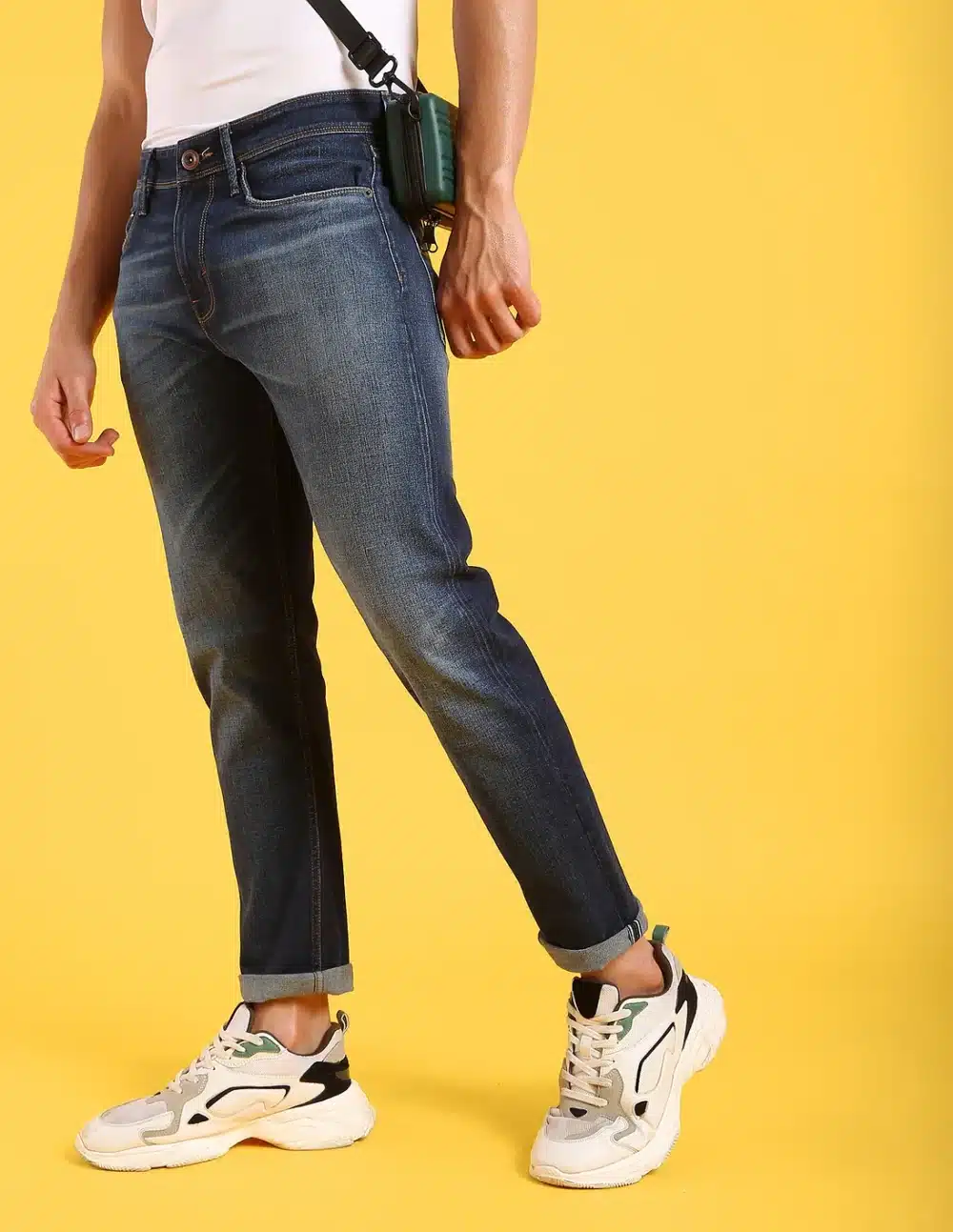 Mid Rise Earth Mint Slash Fit Selvage Jeans - Image 2