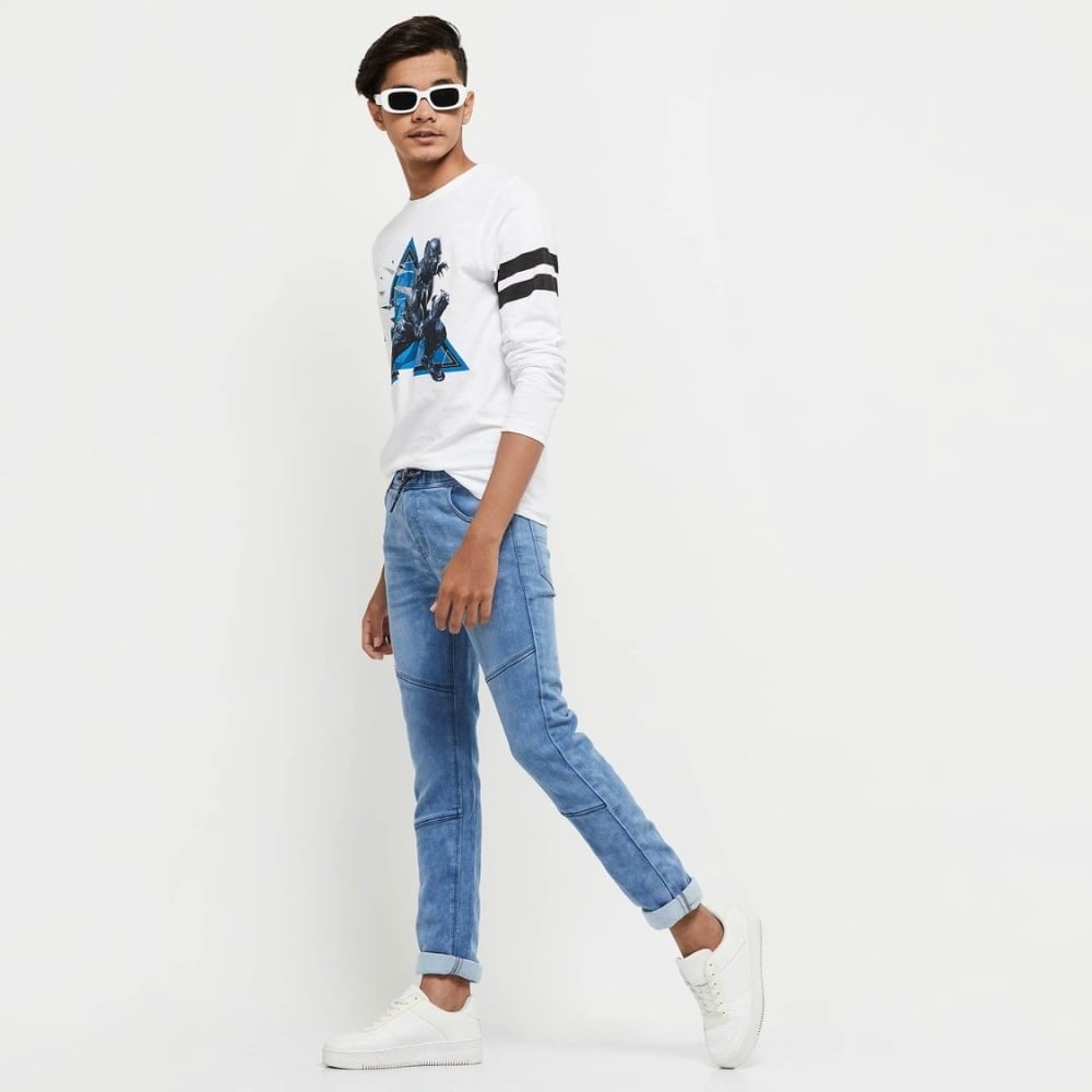 Boys Faded Slim Fit Elasticated Jeans - Image 2