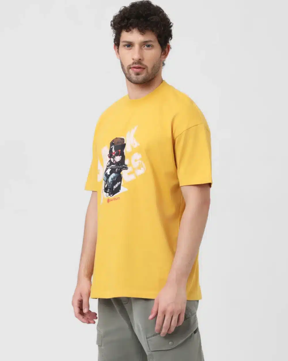 Sunburn Yellow Dog Print Crew Neck T-Shirt - Image 2