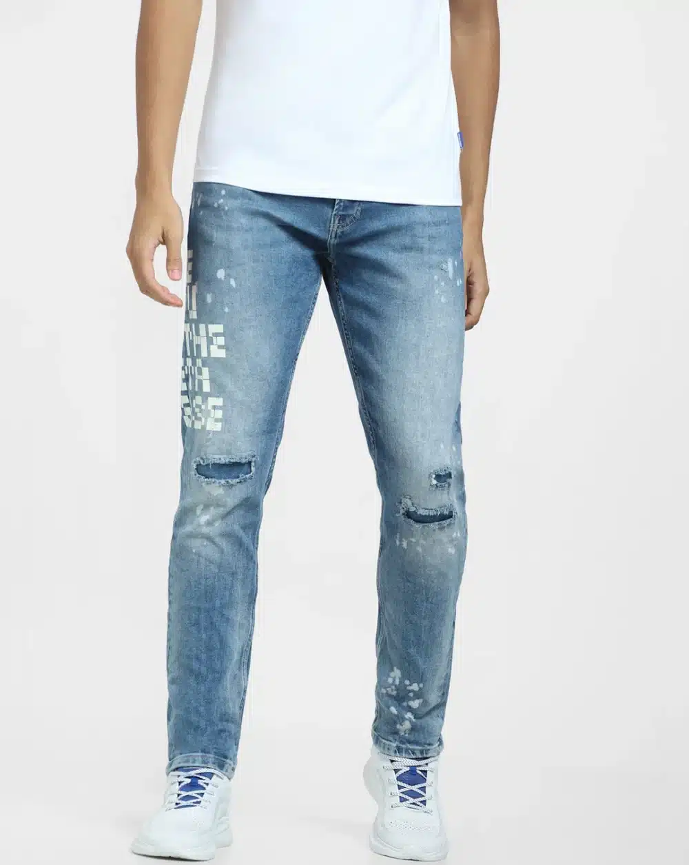 Blue Low Rise Distressed Anti Fit Jeans