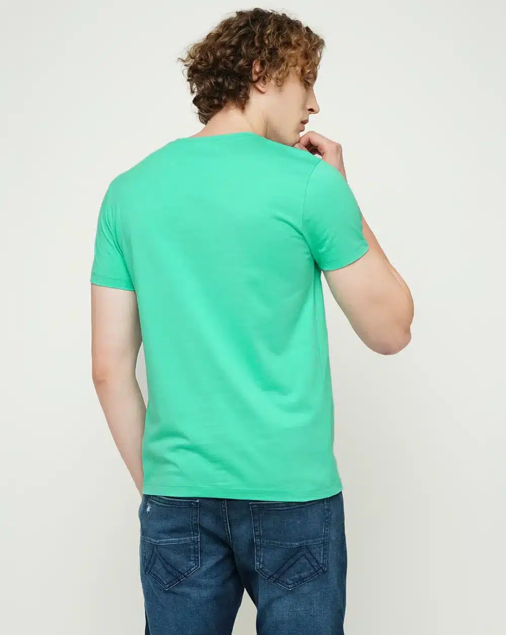 Green Printed Crew Neck T-Shirt For Men's - Image 3