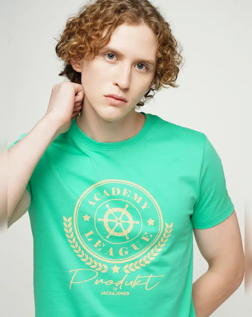 Green Printed Crew Neck T-Shirt For Men's - Image 5