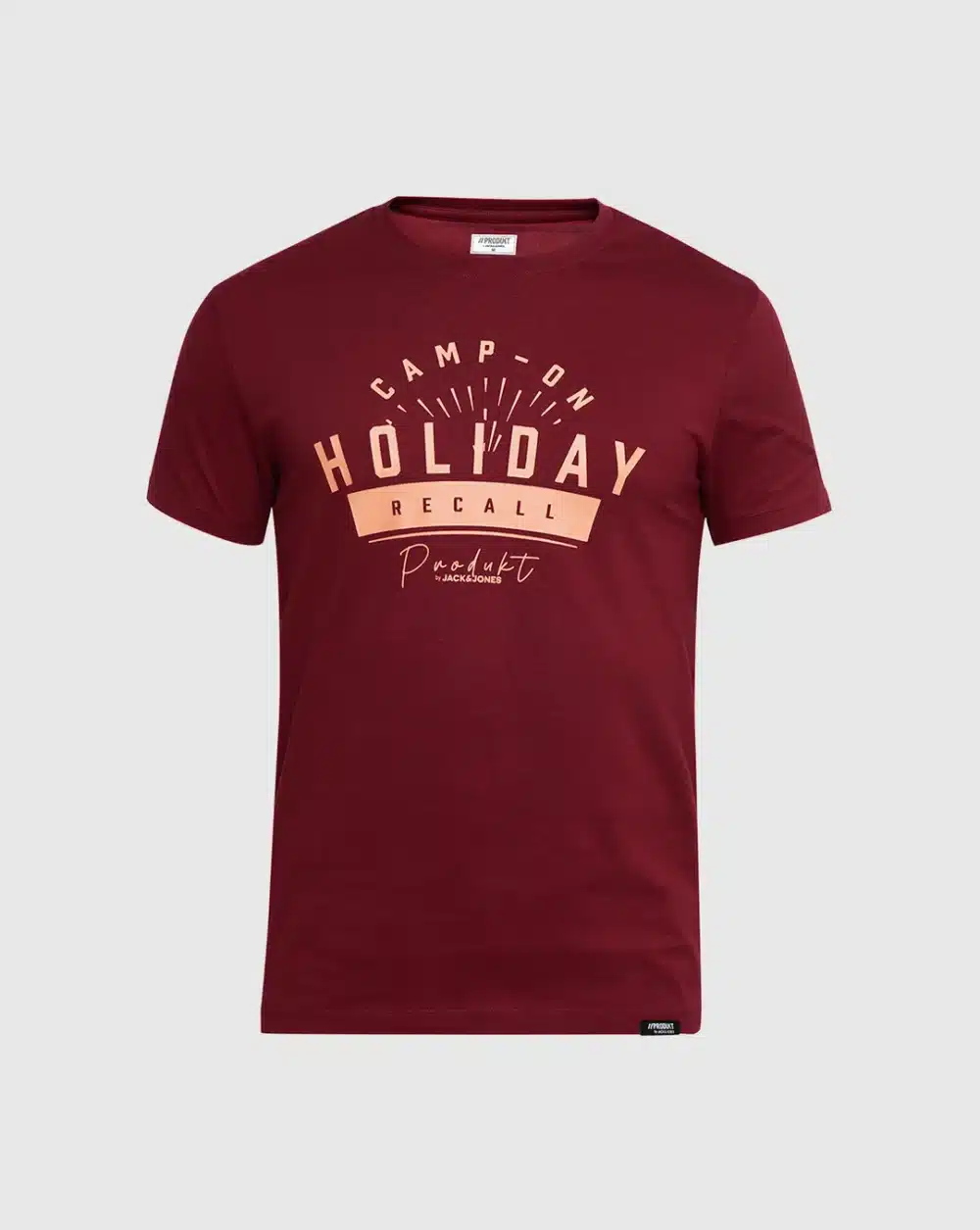 Dark Red Printed Crew Neck T-Shirt - Image 7