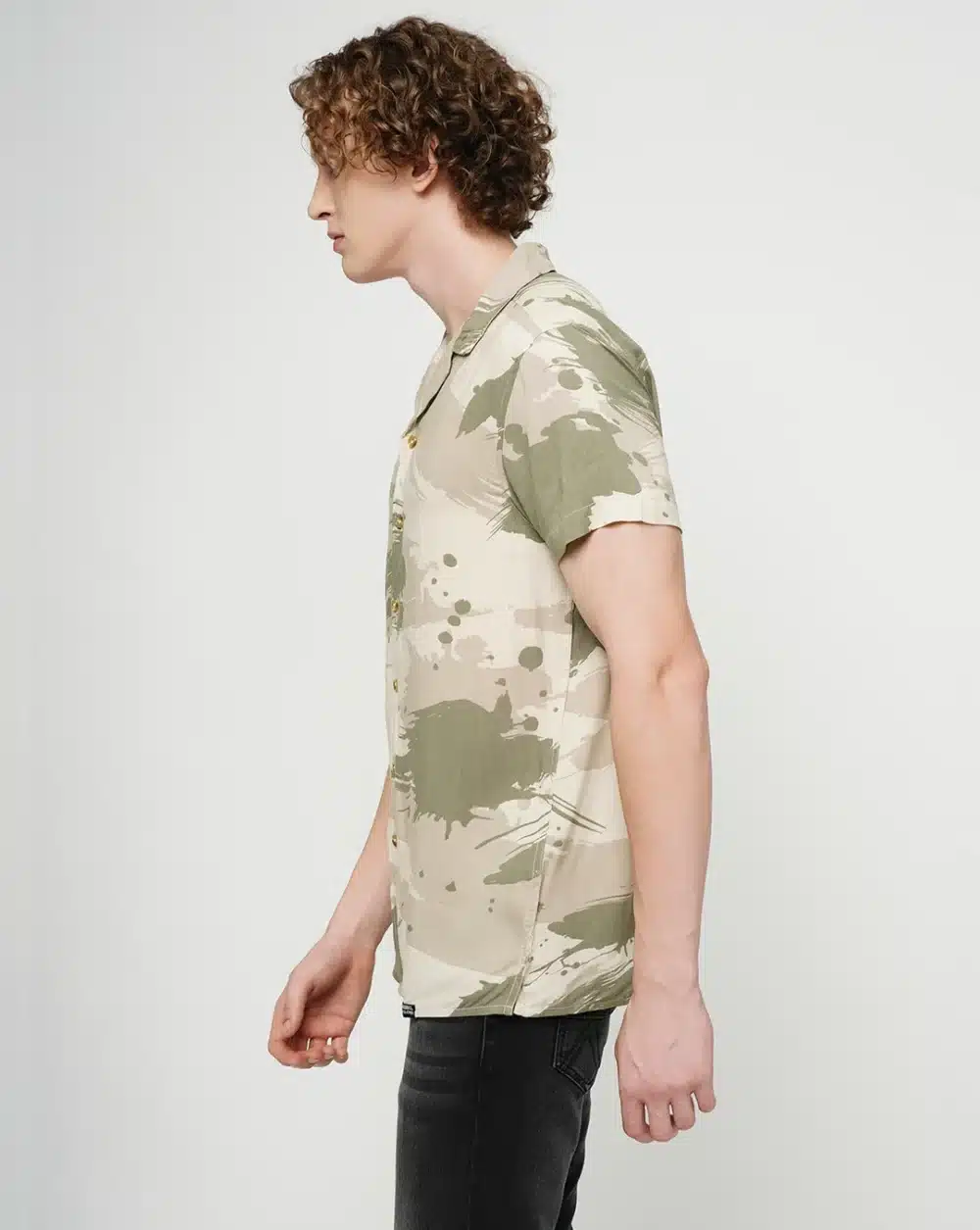 Green & Beige Printed Shirt - Image 3