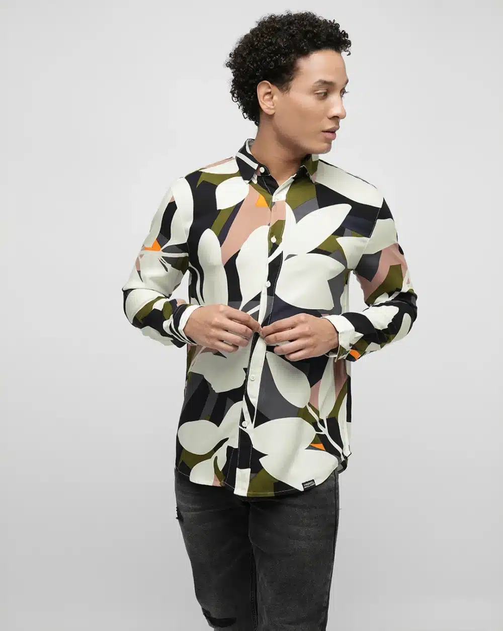 Green Printed Full Sleeves Shirt - Image 3