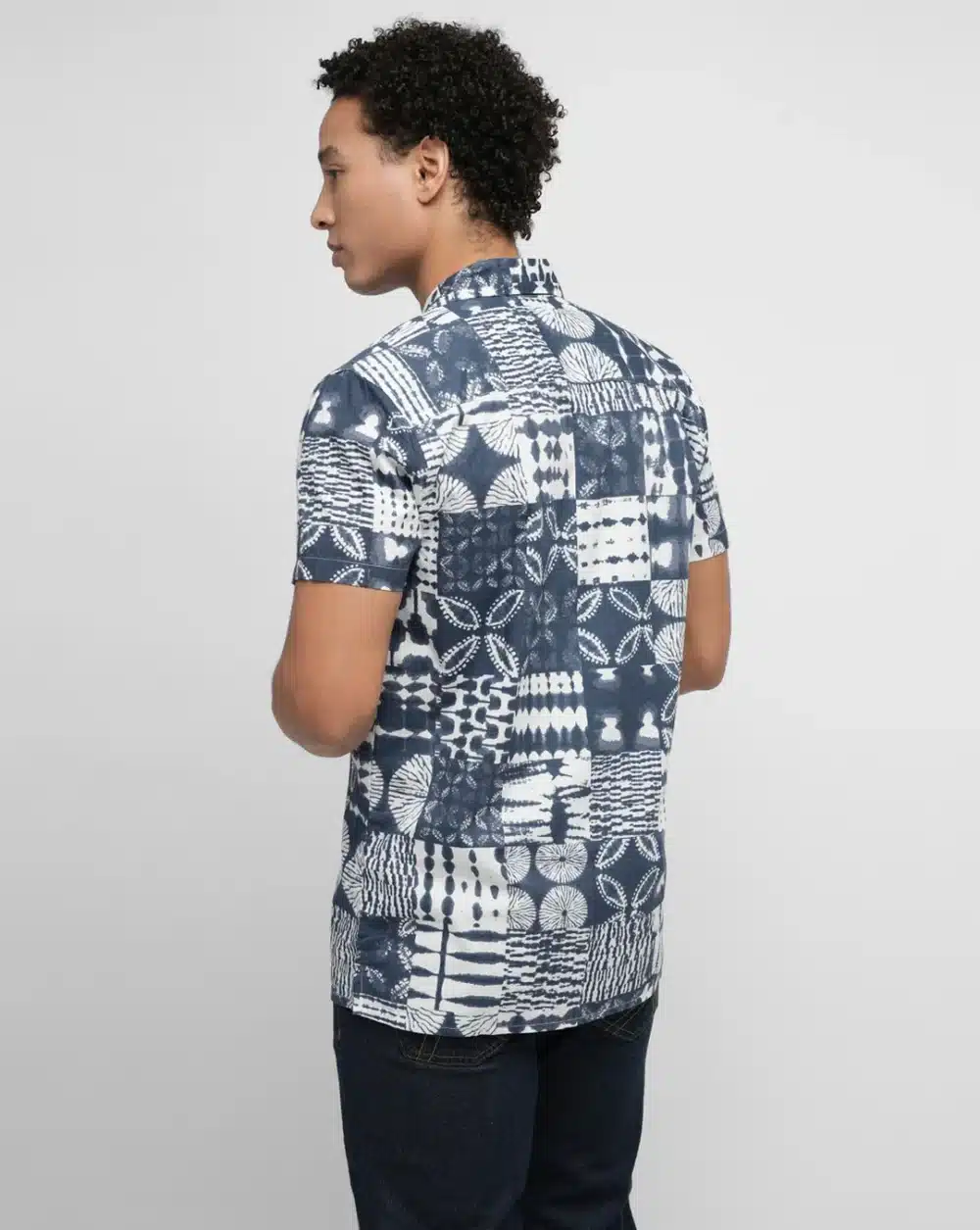 Blue Abstract Print Short Sleeves Shirt - Image 4