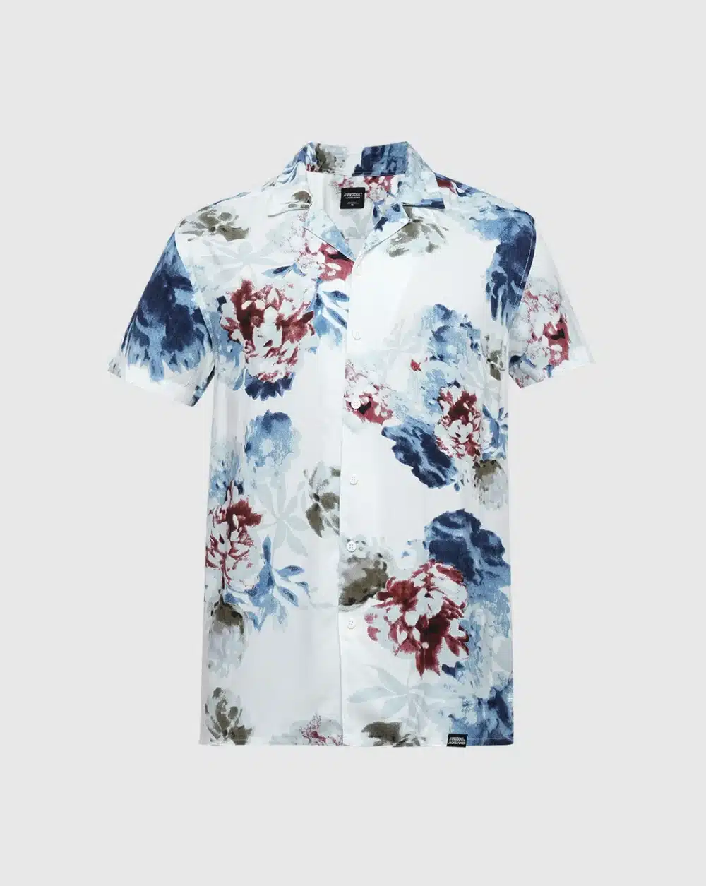 White Floral Short Sleeves Shirt For Men - Image 7