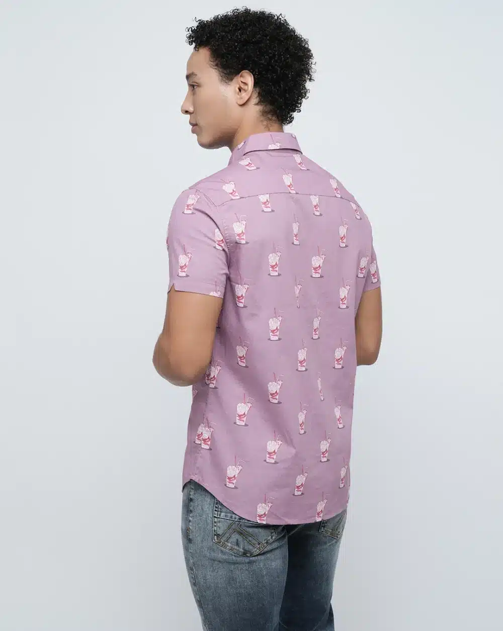 Purple Printed Short Sleeves Shirt - Image 4