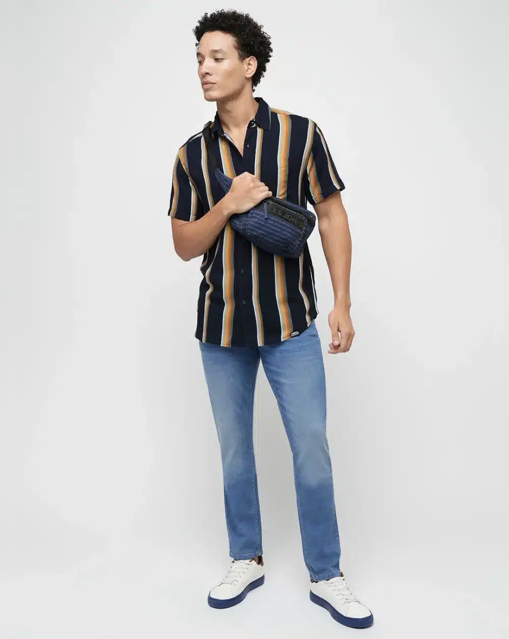 Navy Striped Short Sleeves Shirt - Image 5