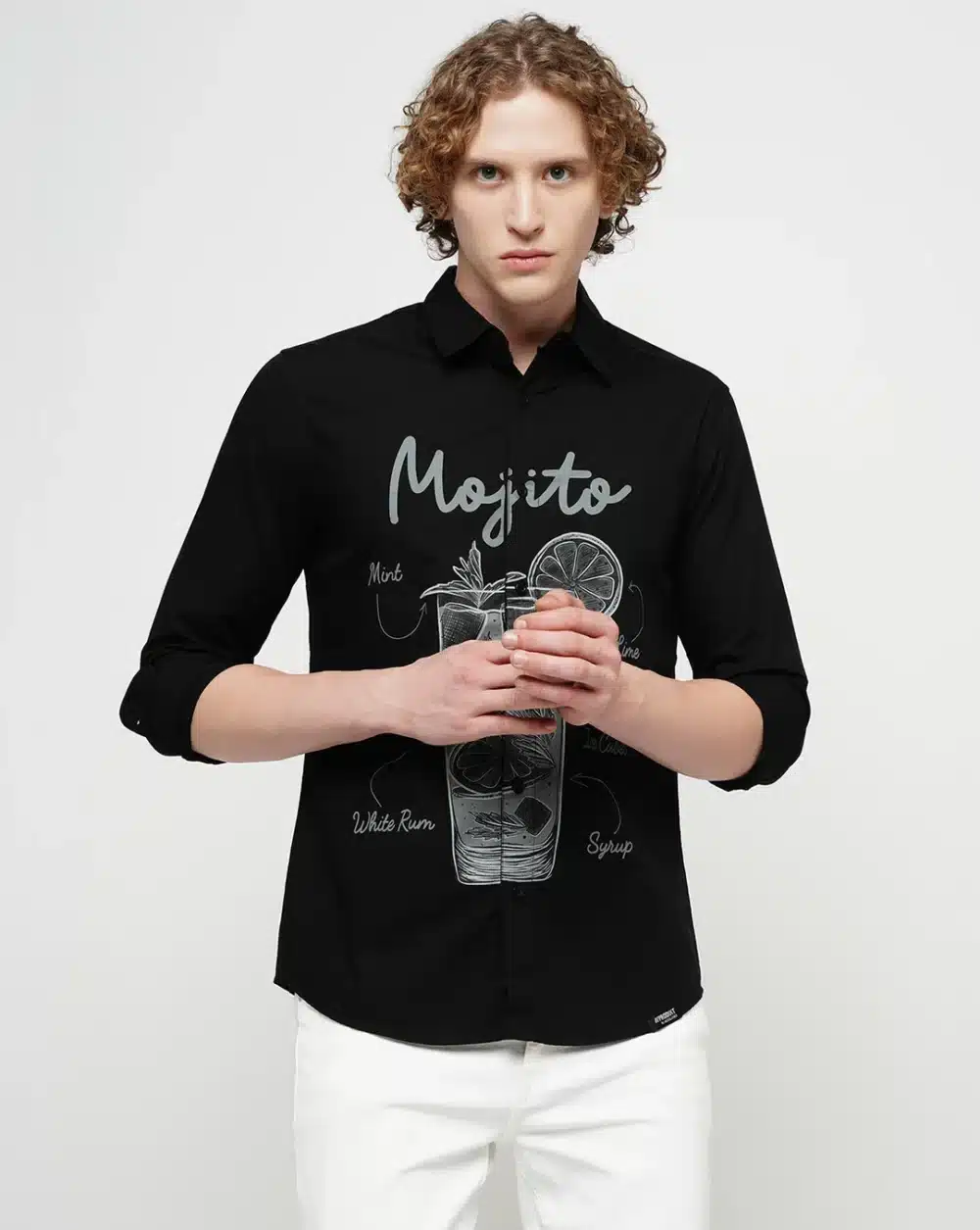 Black Printed Full Sleeves Shirt