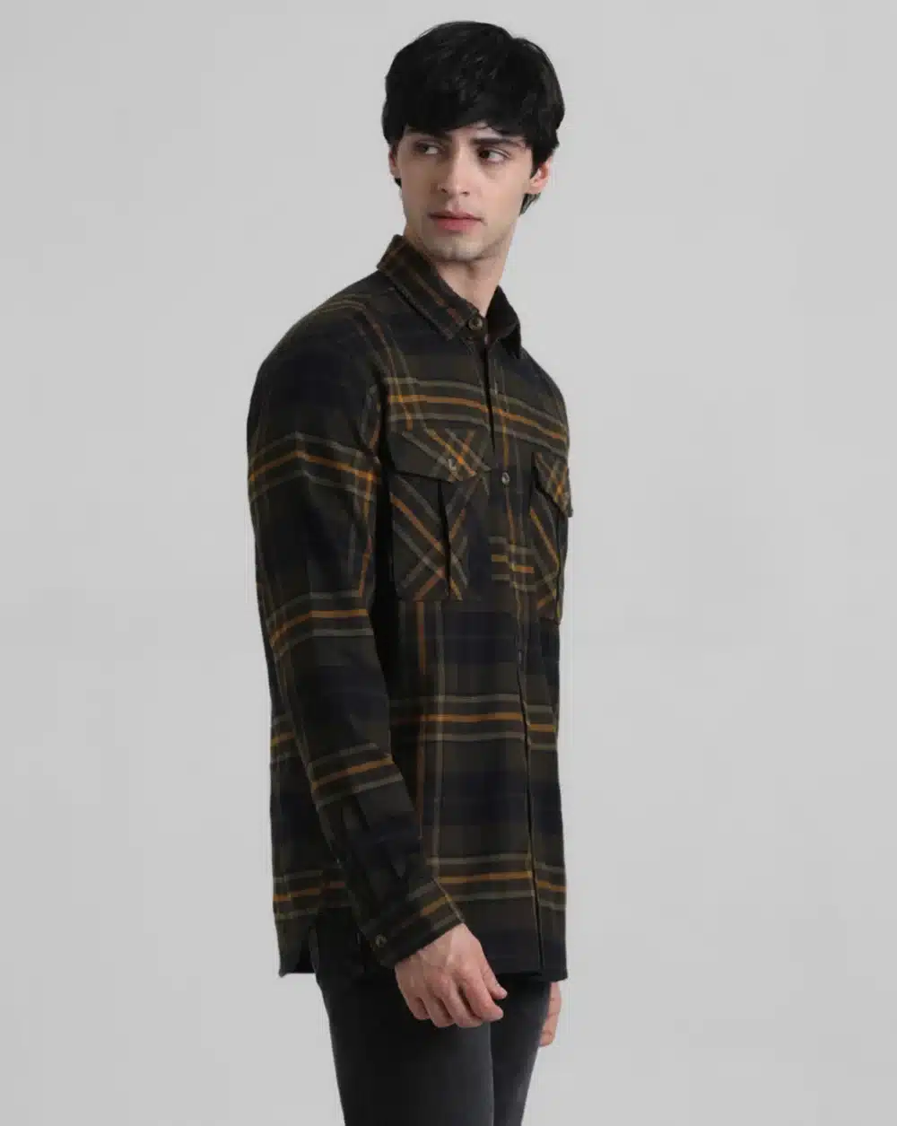 Green Check Print Shirt For Men - Image 3