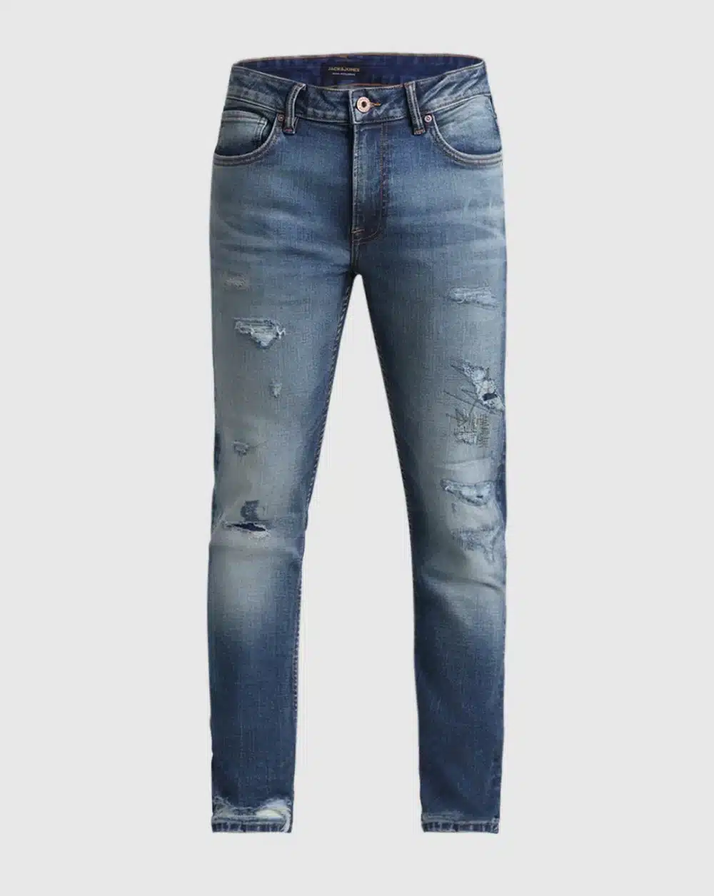 Dark Blue Low Rise Distressed Ben Skinny Jeans - Image 6