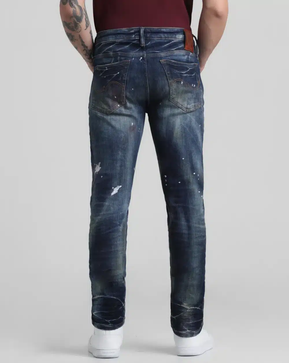 Dark Blue Low Rise Distressed Glenn Slim Fit Jeans - Image 3