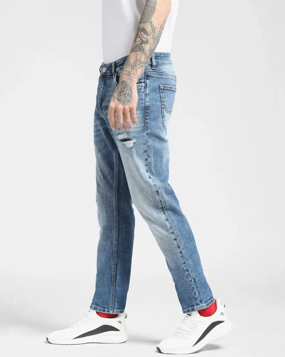 Blue Low Rise Glenn Ripped Slim Jeans - Image 3