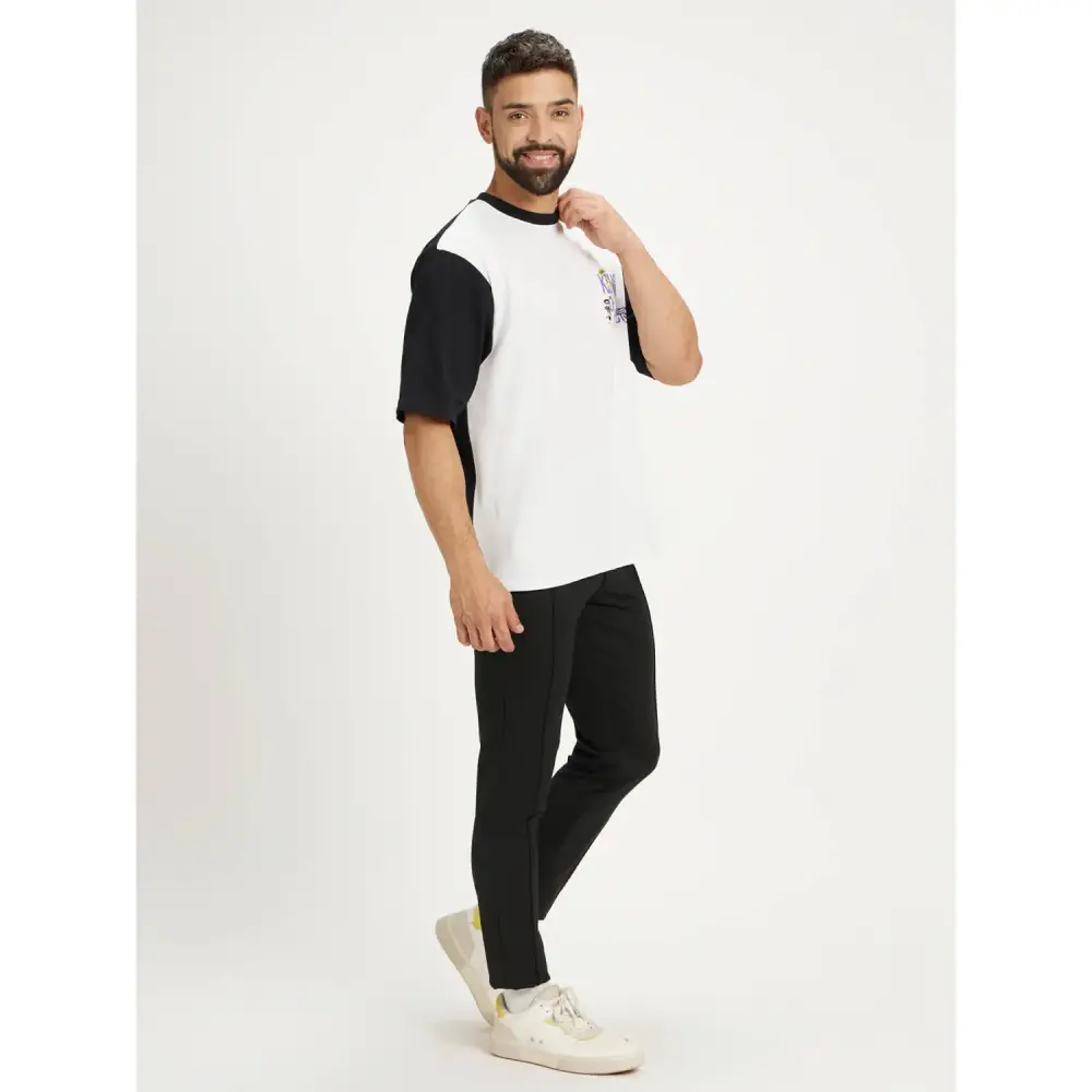 White Printed Oversized T-Shirt For Men's - Image 2