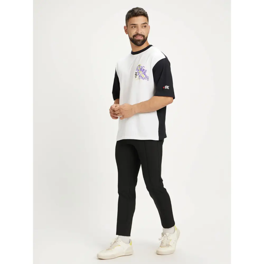 White Printed Oversized T-Shirt For Men's - Image 3