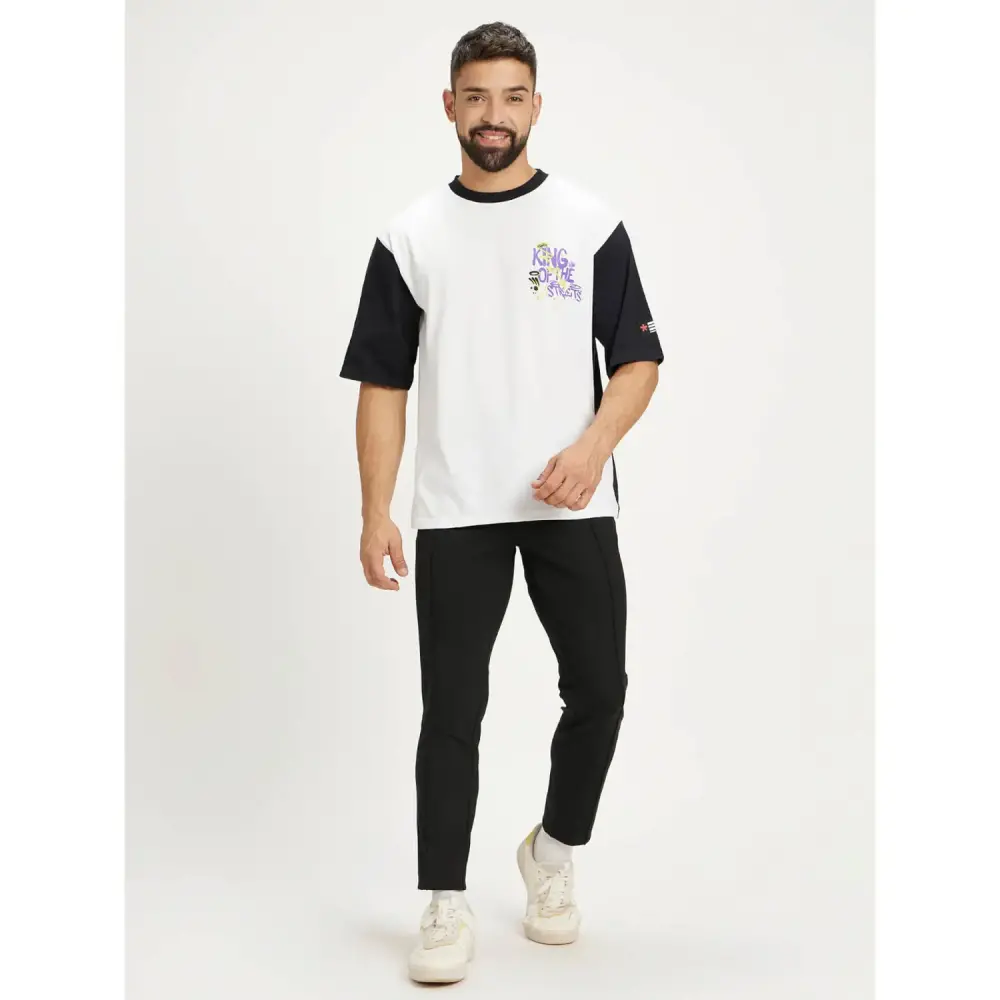 White Printed Oversized T-Shirt For Men's - Image 5