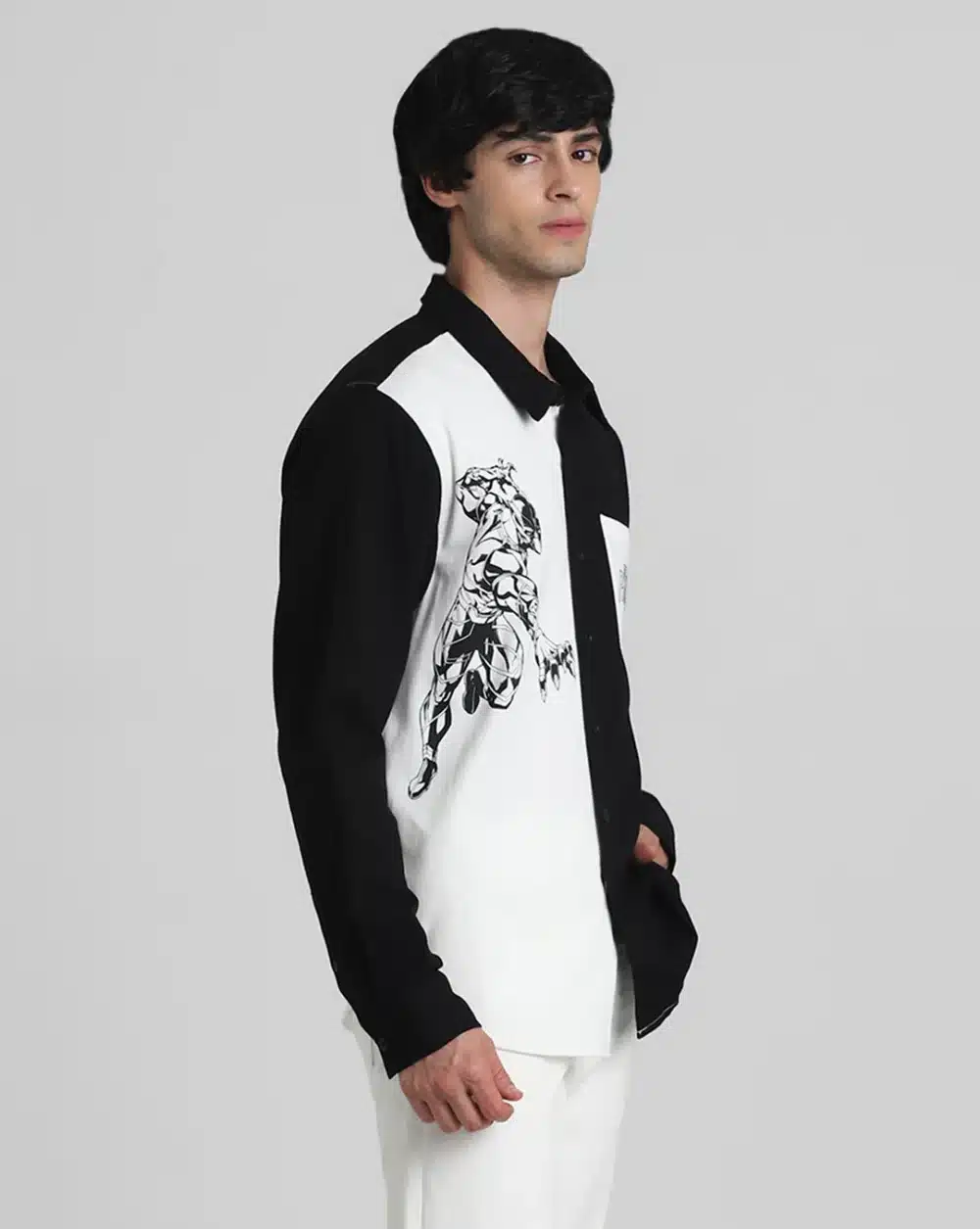 Black Panther White Colourblocked Shirt - Image 3