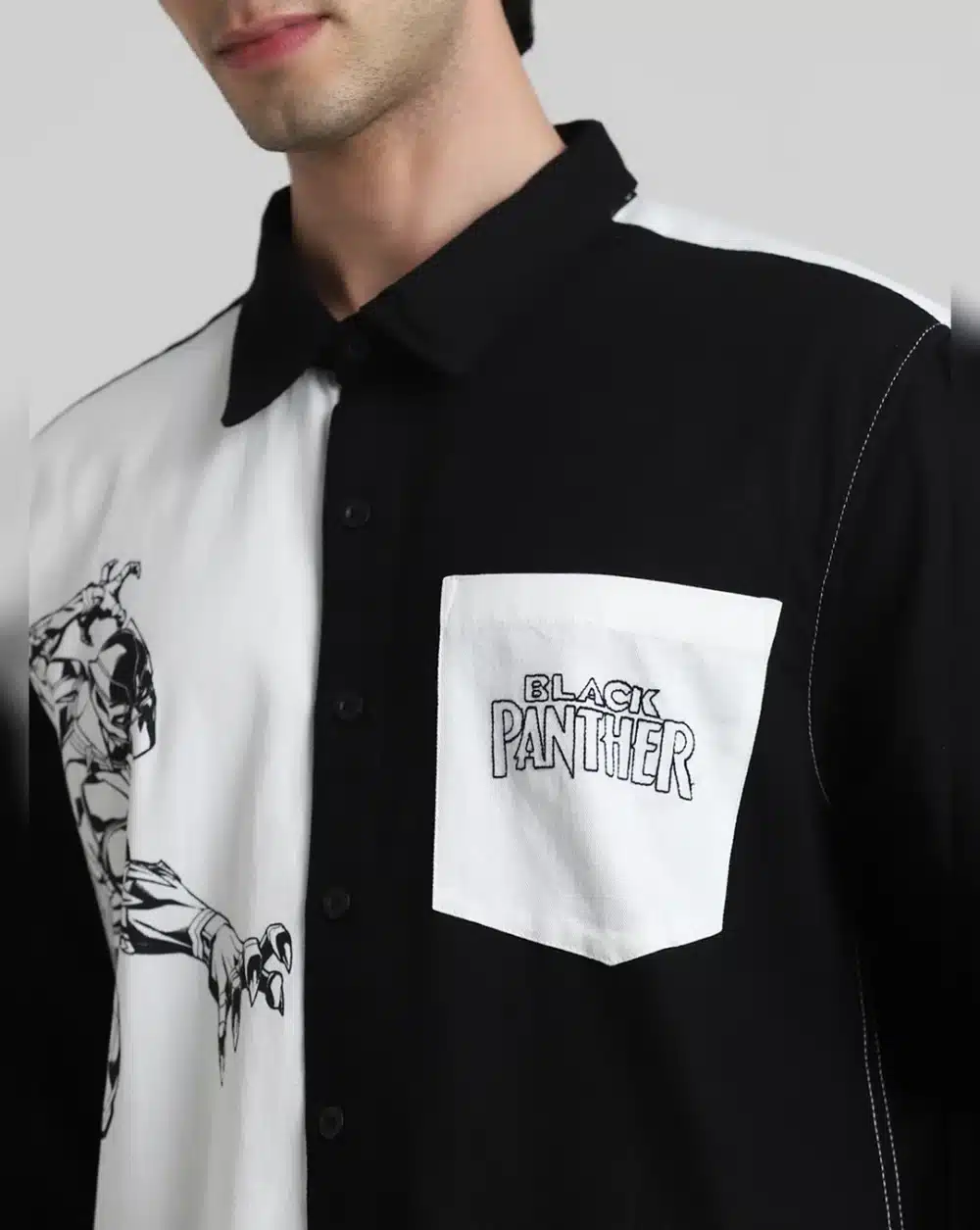 Black Panther White Colourblocked Shirt - Image 5