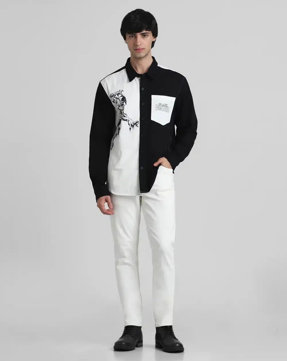 Black Panther White Colourblocked Shirt - Image 6