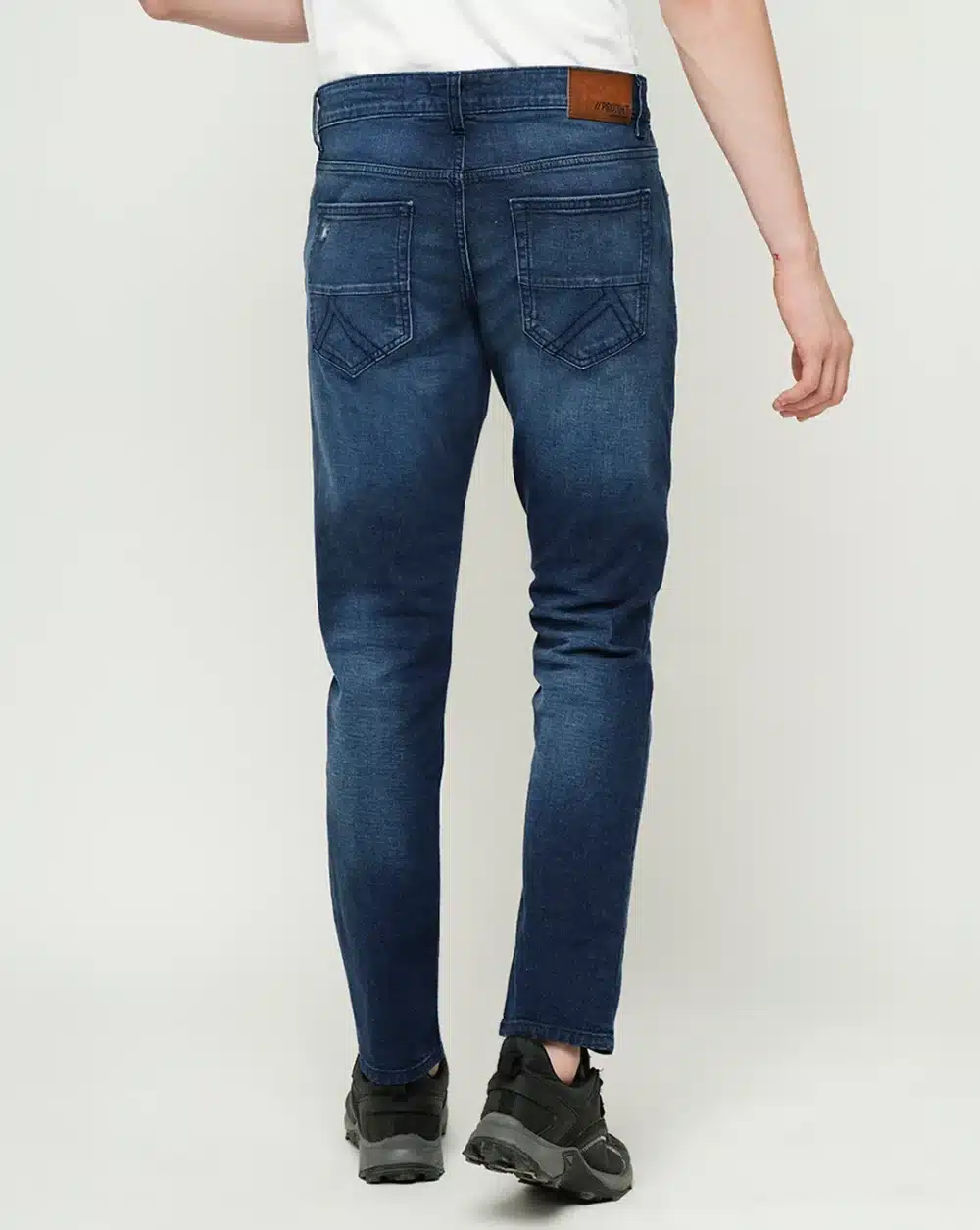 Dark Blue Mid Rise Distressed Slim Fit Jeans - Image 4