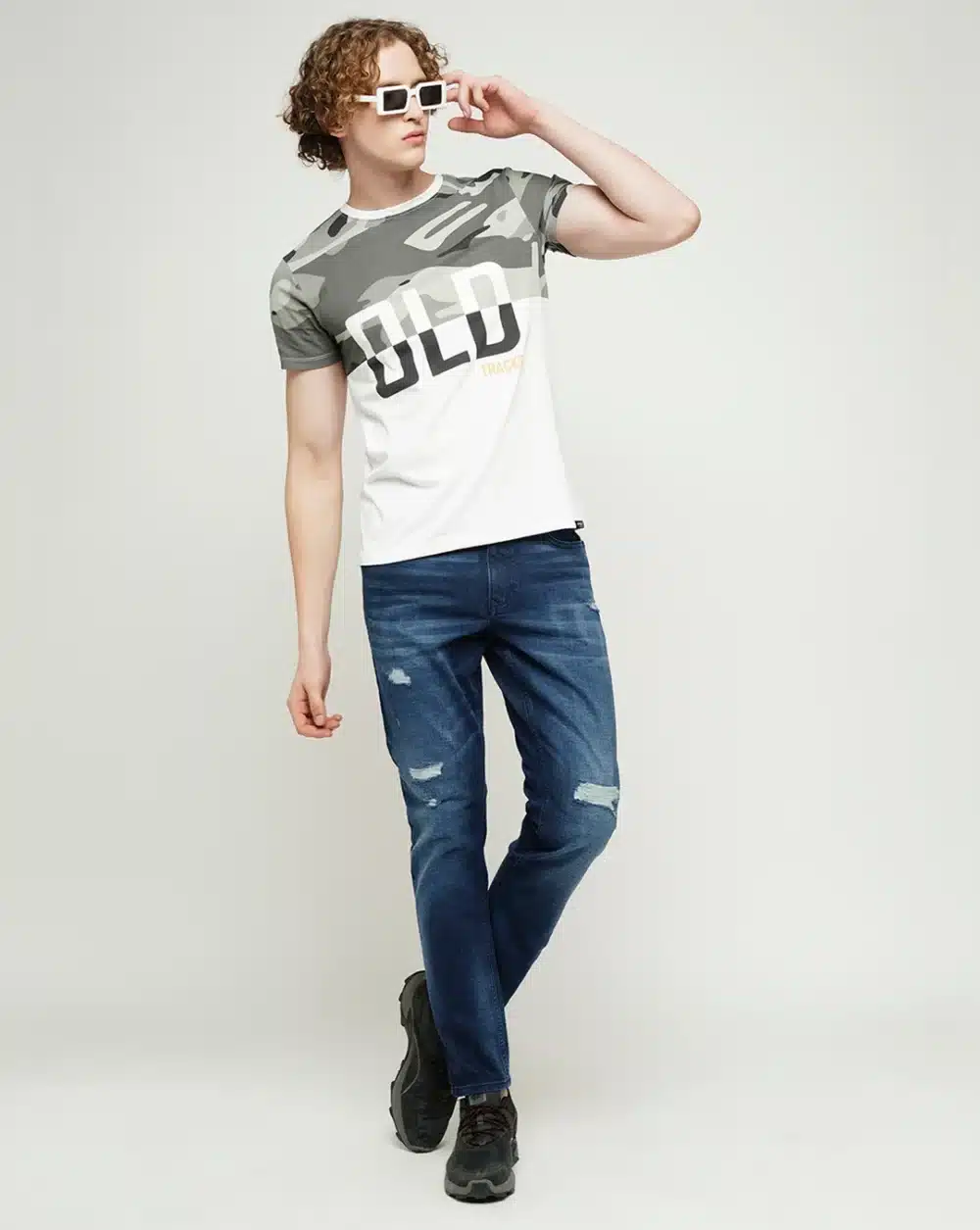 Dark Blue Mid Rise Distressed Slim Fit Jeans - Image 5