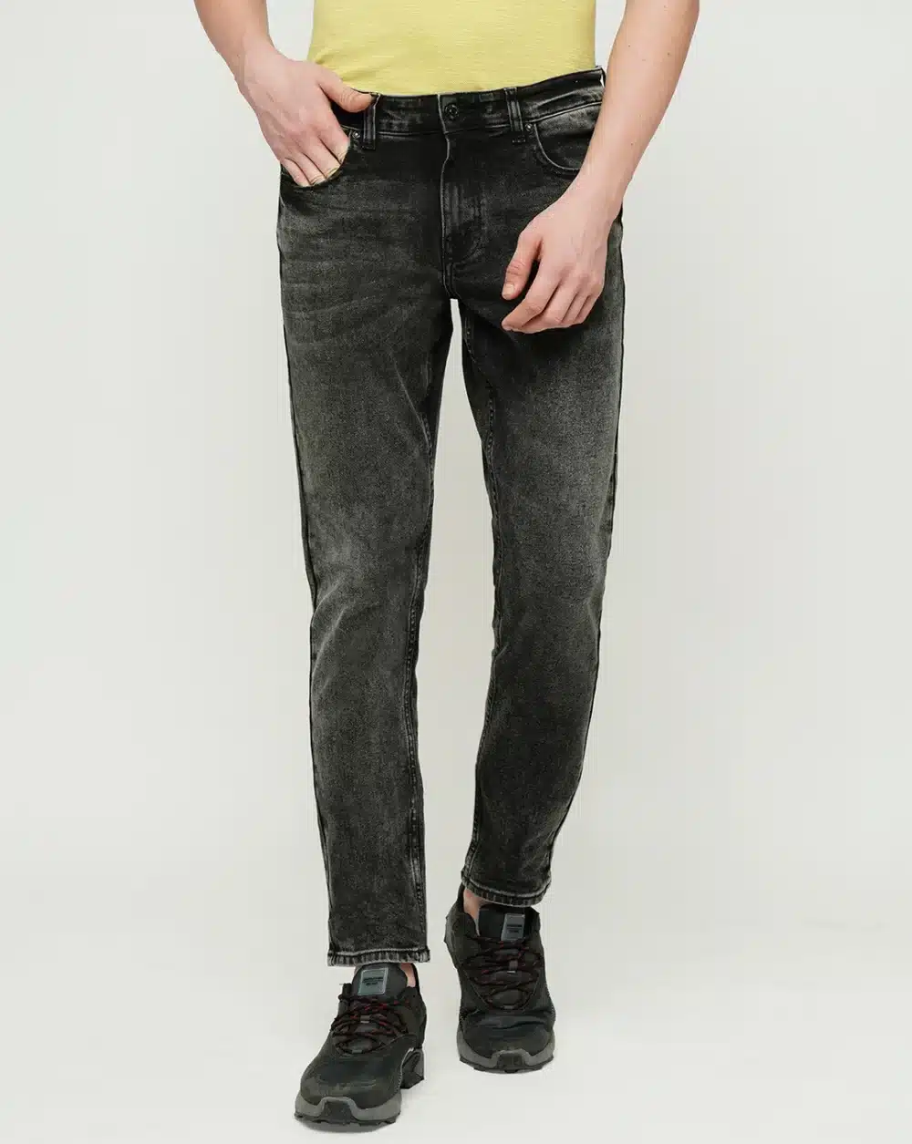 Grey Mid Rise Washed Slim Fit Jeans