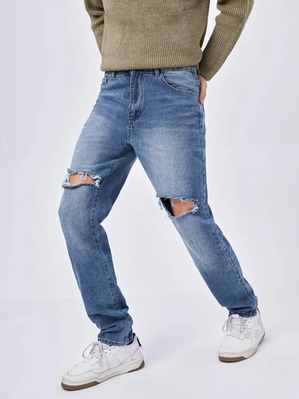 Dutch Blue Knee Ripped Men's Straight Leg Jeans - Image 2