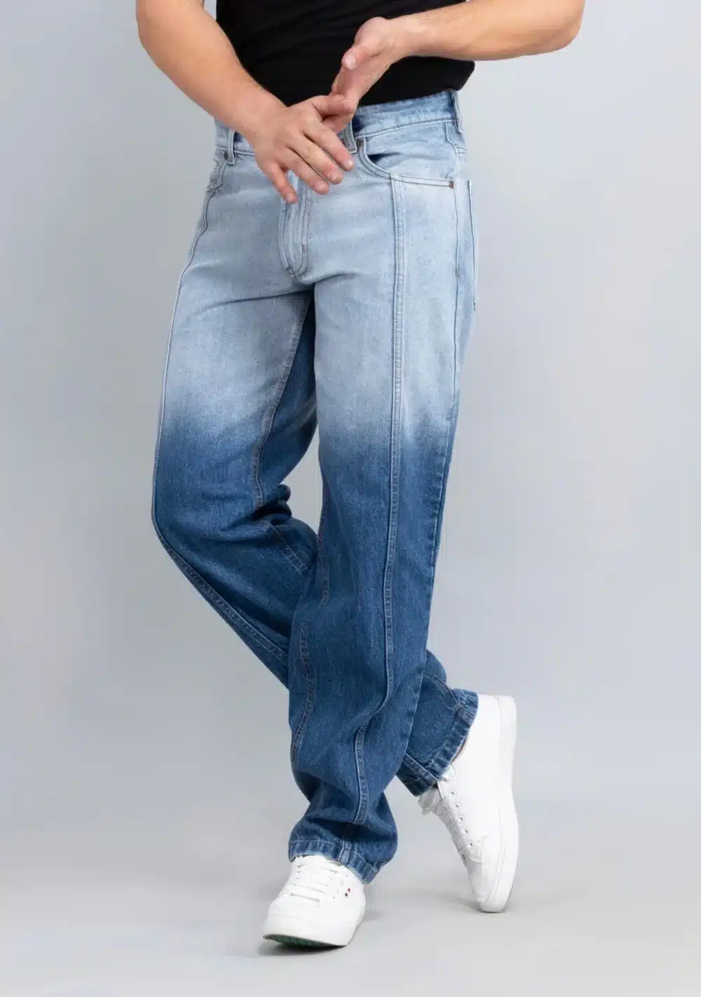 Blue Dual Shade Straight Fit Men's Jeans - Image 3