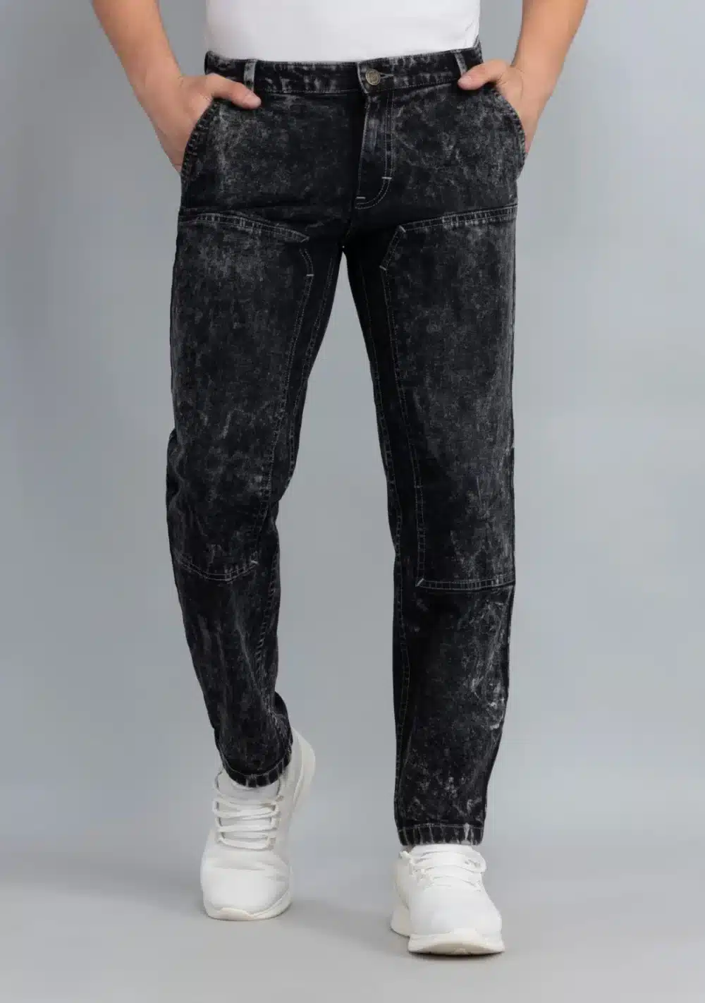 Black Straight Fit Men's Cotton Jeans