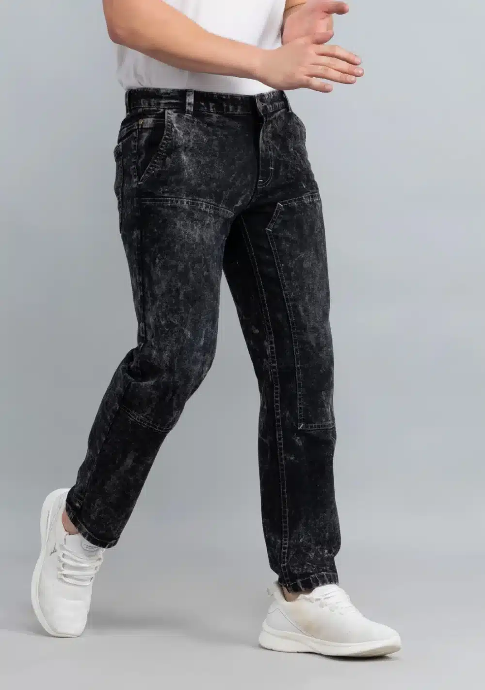 Black Straight Fit Men's Cotton Jeans - Image 3