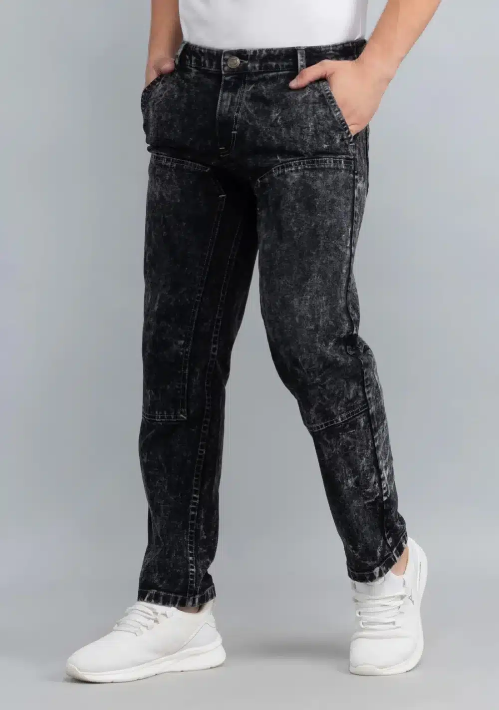 Black Straight Fit Men's Cotton Jeans - Image 4