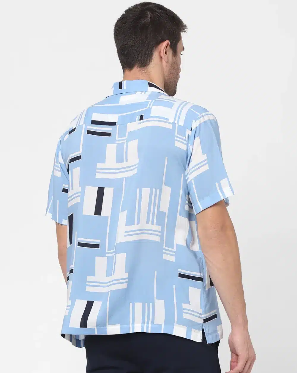 Blue All Over Print Short Sleeves Shirt For Men - Image 4